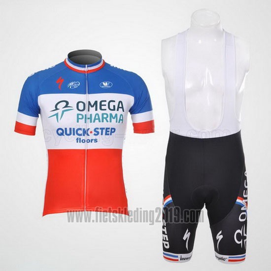 2012 Fietskleding Omega Pharma Quick Step Campione Frankrijk Korte Mouwen en Koersbroek
